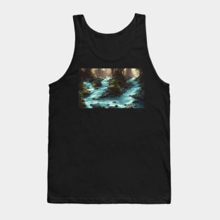 Vintage Mountain River Landscape Tank Top